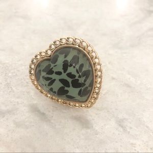 Betsey Johnson Leopard Heart Ring